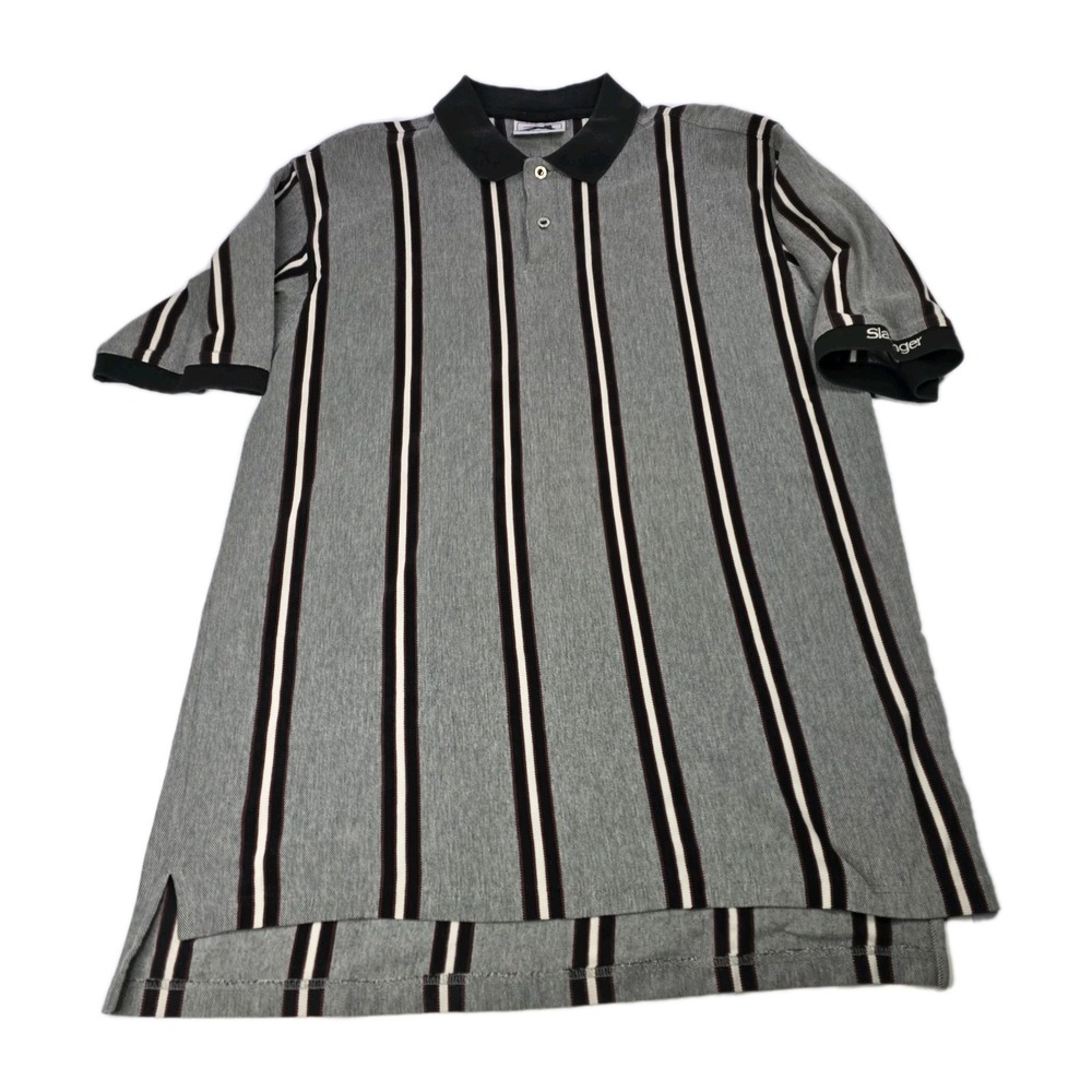 Vintage Slazenger Polo Shirt Mens XL Cotton Striped‎ Golf 90s Hong Kong Heavy